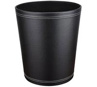Corbeille à papier en cuir noir - 1 unité - Design moderne - Capacité standard - Bureau et maison - 22,4 cm MIROIR ELECTRIQUE