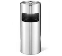 Corbeille à papier en inox 17 litres, ronde, avec cendrier
