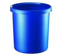 Helit – Corbeille à papier en plastique solide ronde 18 L – Bleu