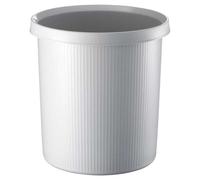 helit - Corbeille à papier avec lignes, 18 litres, ronde, PE, gris Gris G