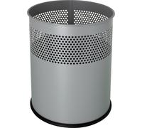 corbeille à papier helit acier avec décor perforé 15 litres argent