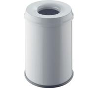 corbeille à papier helit acier avec tête d'extinction de flamme 15 litres gris clair