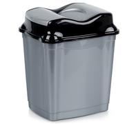 Poubelle en plastique - ORION - 16 l - Gris - Couvercle basculant - 29x23x40 cm - Résistant - Compacte