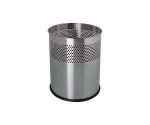 Corbeille à papier ronde en acier pour Professionnel et Bureau 15 litres - Argent