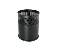 Corbeille à papier ronde en acier pour Professionnel et Bureau 15 litres - Noir