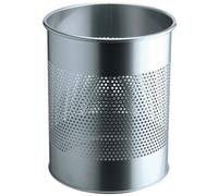 Corbeille à papier ronde perforée professionnelle 15 litres - Argent