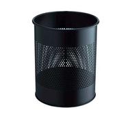 Corbeille à papier ronde perforée professionnelle 15 litres - Noir