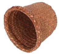 Corbeille à Papier Tressée en Osier, Style Vintage Café pour Bureau | Couvercle, Bords Arrondis Lisses, Tressage Manuel, Format Compact pour Étude, la Cuisine