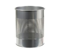 Corbeille à papiers acier perforé finition laqué, 15 litres gris alu Gris G