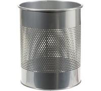 Corbeille à papiers acier perforé finition laqué, 15 litres gris alu Gris G
