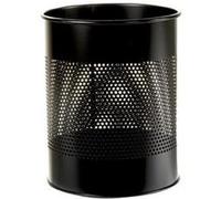 Corbeille à papiers acier perforé finition laqué, 15 litres noir Noir G