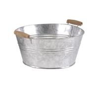 Corbeille - AUBRY GASPARD - Ronde en zinc - 25 cm de diamètre - 10 cm de hauteur - Ansés en bois