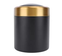 Corbeille bureau en acier inoxydable 304 noire compacte 1,5L - Poubelle de chambre élégante et résistante avec couvercle rotatif, facile à nettoyer pour maison, bureau et cuisine (nègre)