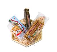 Corbeille cadeau italienne Duetto avec Strolghino di Parma, Prosciutto Crudo découpée à San Daniele, Grissini, Tarallini