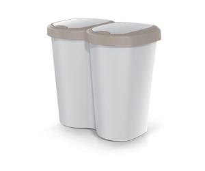 Corbeille Compacta B Duo brun/ashmere capacité 40L un compartiment deux couvercles version murale NDBS40-WG5C_427C