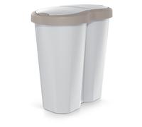 Corbeille Compacta R Duo 40 L - Keden, gris cendré avec cadre marron