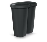 Corbeille Compacta R Duo, noir 40L, double couvercle, bureau