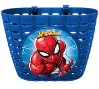 CORBEILLE CYCLE SPIDERMAN décorée avec système de fixation universelle, se fixe facilement et rapidement sur tout type de guidon, vélo, trottinette, tricycle