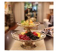 Corbeille de fruits Assiette de fruits en verre double couche, assiette de fruits créative moderne, assiette de fruits secs, ornements de table basse de salon, plateau de fruits décoré for comptoir de