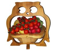 Corbeille de Fruits Hibou Uhu Hulotte - Belle Panier Pliant Bambou 30 X 30 cm Meubles en Bois Bol à Dekoschale Pliable Légume Fruits, Idéal Également comme dessous Plats pour Pots, Poêles Etc. par La