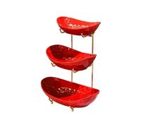 Corbeille de fruits Support à fruits en céramique à plusieurs niveaux en métal rouge avec plateau de service(L)