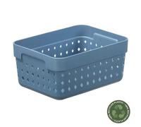 Corbeille de rangement élégante en plastique L - Bleu