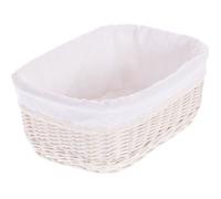 Corbeille de rangement - Panier en osier blanc - Housse amovible - Lavable - Doublure coton blanc
