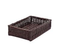 Corbeille de rangement, Panier en osier pour présenter la viennoiserie,Corbeille de présentation Plateau,caisse,Panier d'osier clair rectangulaire (60x40 H12, Maron/gris)