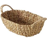 Corbeille décorative en jacinthe d'eau avec anses - 34 x 18 cm - Corbeille de rangement boho en jonc de mer tressé