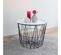 Corbeille en fil métallique avec plateau Table d'appoint Table de chevet Table de salon Table décorative