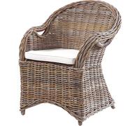 Corbeille Fauteuil BREST Rotin naturel gris Fauteuil relax Fauteuil TV Salon Intérieur