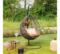 Corbeille Fauteuil suspendu Solea avec structure + coussin Chaise suspendue Lounge Corbeille suspendue Fauteuil