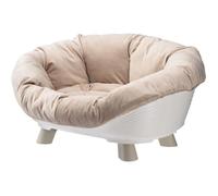 Ferplast Panier Chien et Chat avec Coussin, Canapé pour Chiens et Chats, Corbeille en Plastique, Lavable, Respirant Antidérapant, 64 x 48 x h 29,5 cm, Blanc