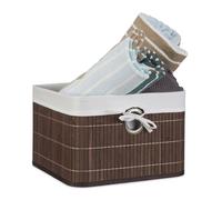 Corbeille, lot de 2, Panier de rangement, Housse amovible, poignée, Boîte étagère armoire, HxLxP 20 x 31 x 31 cm, marron