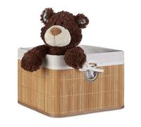 Relaxdays Corbeille, Lot de 2, Panier de Rangement, Housse Amovible, poignée, Boîte étagère Armoire, HxLxP 20 x 31 x 31 cm, Nature