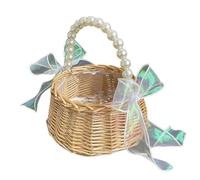 Corbeille Mariage Élégante - Panier Perlé avec Nœud | Accessoire Réception, Contenant Pétales Fleurs, Cadeaux Invités, Déco Table Cérémonie, Élément Classique pour Événement, Fiançailles, Communion