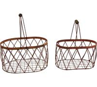 Corbeille métallique ovale Corbeille grillagée Décoration Anse aspect rouille 30/25cm Lot de 2 Jardin & Fleuristerie