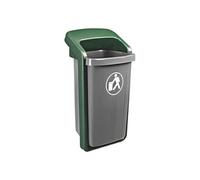 Corbeille murale 50 litres extérieur grise berceau vert - Gris - Sulo