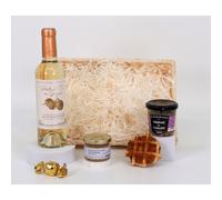 Corbeille Plaisir - Panier gourmand 5 éléments - Corbeille en bambou nature - Coffret Cadeau Festif et Raffiné