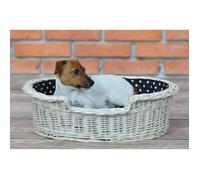 Corbeille pour chien ou chat ovale en osier blanc,