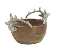 Corbeille ronde en manguier avec têtes de cerf