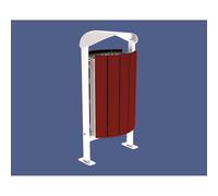 Corbeille Silaos acier et bois 50 litres RAL9010 - Chêne lasuré acajou - Sans cendrier - Sur platines - PROCITY - 594155.9010.ACAJ