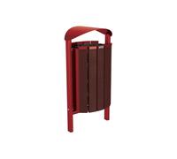 Corbeille Silaos acier et plastique recyclé 50 litres RAL3004 - Sans cendrier - Scellement direct - PROCITY - 594143.3004