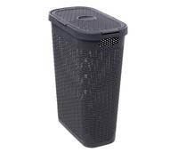 Corbeille slim Rattan 40L gris béton