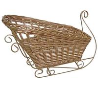 Corbeille traineau de Noël en osier laqué doré Multicolore