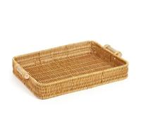 Corbeille Tressée Rectangulaire, 35x25x5.5cm | Multifonction, Ergonomique, Panier Tressé, pour Salon