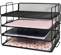 Corbeilles À Courrier 4 Pièces/Bannette De Bureau Superposable À Mailles Métalliques/Organisateur Multifonctionnel/Support De Fichier Pour Le Bureau,L'école,L'étude