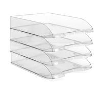 Waytex Pack de 4 Corbeilles à Courrier A4 Plastique Transparent