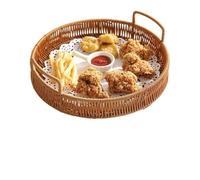 Corbeilles à fruits, plateau à collation, panier à fruits, panier en bambou, plateau à fruits secs en rotin, panier à fruits et légumes (30 x 8,5 cm)(A_30*8.5)