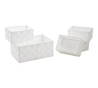 Série de 5 corbeilles de rangement blanche en nylon et métal-Paniers Corbeille Salle de Bains-Corbeille à Linge Panier de Rangement Organiser Vêtements-Bacs de rangements étagères tiroire
